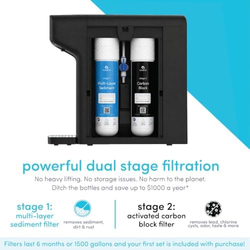 Avalon Countertop Water Filter System, NSF Certified Dual Filtration, Non Electric Dispenser with Drip Tray, Black - Image 5