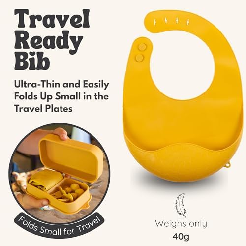 Baby Travel Feeding Set with Silicone Suction Plates, Yellow Small - Image 5