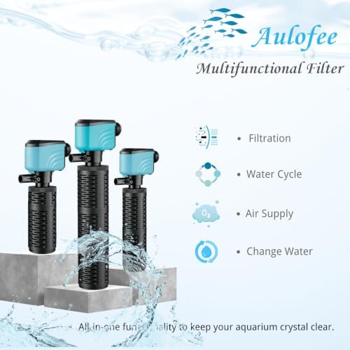 50-150 Gallon Submersible Aquarium Filter, Internel Fish Tank Filters for Large Tanks, Whisper Turtle Tank Filter for Small Pond, Saltwater & Freshwater, Sky Blue - Image 3