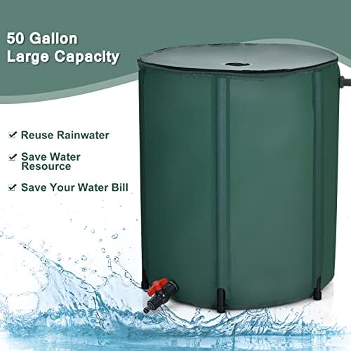GOFLAME Rain Barrel Water Collector Portable Foldable Collapsible Tank,Spigot Filter Water Storage Container, Green (50 Gallon) - Image 4