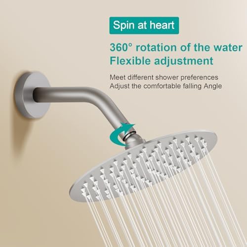 All Metal 6Inch Rain Shower Head - Heavy Duty Stainless Steel, Easy Install, High Water Flow, Ultra-Thin Modern Design for Bathroom (Brushed Nickel) - Image 5