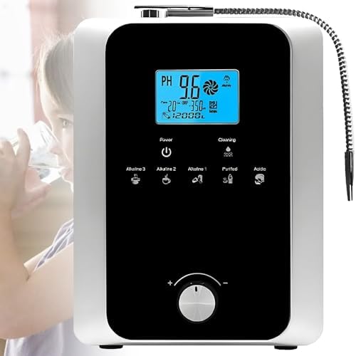 Alkaline Water Ionizer Machine, Water Machine PH 3-11 for Alkaline & Acidic Water, Up to -800mV ORP, 8,000L Filter, Water Settings, Auto-Cleaning, Intelligent Voice(Black2) by Unknown