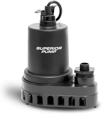 Superior Pump 91570 3300GPH Thermoplastic Submersible Utility Pump with 10-Foot Cord, 1/2 HP by SuperiorPump