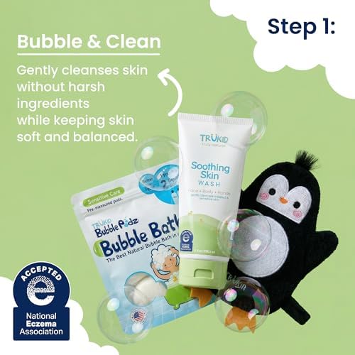 TruKid Bath Baby Essentials, Kids Skincare Set, Toddler Bubble Bath, Fragrance-Free Wash Lotion Sunscreen and Body Wipes, Baby Shower Gift Set - Image 3