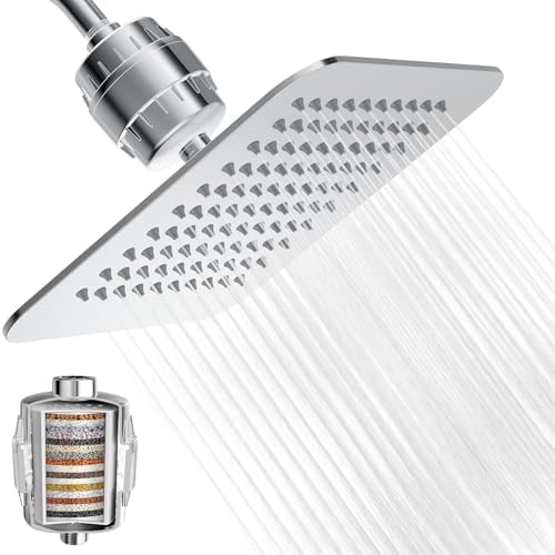 10'' High Pressure Filtered Shower Head Combo 20 Stage Shower Filter for Hard Water, Removes Chlorine & Harmful Substances (Chrome Polished) by VXV