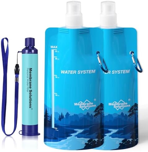 Membrane Solutions Squeezable Water Pouches with Water Filter Straw(1+2) by MembraneSolutions