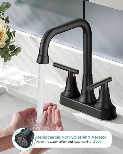 FORIOUS RV Bathroom Sink Faucet Matte Black, 4 in Cenerset Bathroom Faucet - Image 2