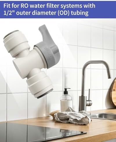 5 Pack Acetal Copolymer 1/2" Tube OD Tube Fitting With Rotary Switch Fit for RO Water Filter System, Hand Shut Off Valve - Image 4