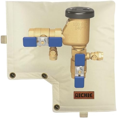 Backflow Preventer Insulated Cover (5°F) for Winter Freeze Protection, 13" Wx12 H Thickened Pressure Vacuum Breaker & Well Pump Cover, Outdoor Waterproof Insulation Pouch for Sprinkler Valve, Beige by RICHIE
