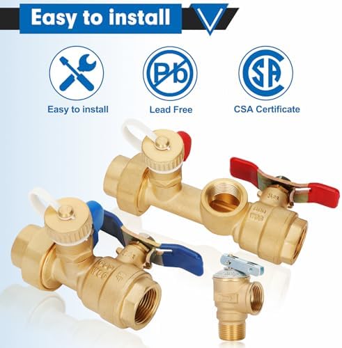 3/4in Tankless Water Heater Valve Kit with Pressure Relief Valve, IPS Isolator Tankless Water Heater Service Valve Kit, Suitable for rheem/rinai/ecosmart/navien/noritz/takagi/bosch - Image 5