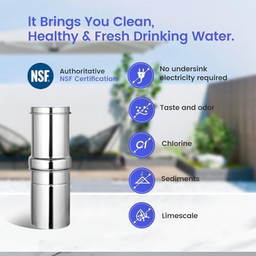 NSF/ANSI 42&372 Standard 1L (1000 ML) Portable Stainless Steel Gravity-Fed Water Filter Gravity Sport Bottle with Carbon Filter, for Travel, Camping, Backpacking and Emergency Preparedness - Image 4