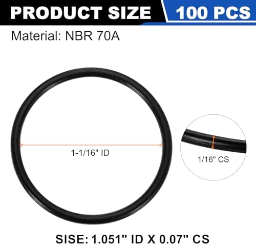uxcell 100Pcs AS-023 NBR 70A O-Rings 1-1/16"ID x 1/16"CS/1.051"ID x 0.07"CS - Image 2