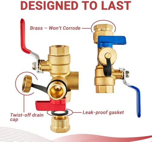 1Pcs EFIELD 3/4"FIP IPS Tankless Water Heater Service Valve Kit(TOOL028) - Image 4