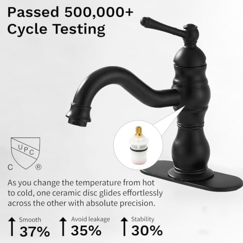 Matte Black Bathroom Faucet Single Handle One Hole - Image 5