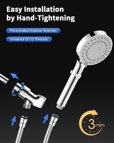 FASDUNT Shower Head with Handheld, High Pressure Showerhead with Long Hose - Image 6