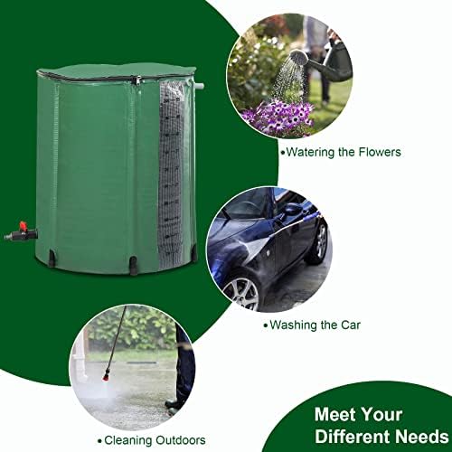 50 Gallon Collapsible Rain Barrel, Rain Catcher Barrel, Portable Rainwater Collection System with Volume Scale Mark, Spigots and Overflow Kit, Rain Water Barrel Collector for Garden, Green - Image 5