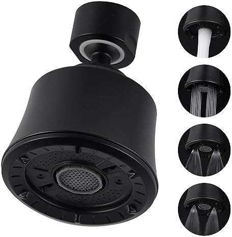 Faucet Aerator 4 Modes, 360° Swivel Faucet Sprayer Head Attachment, Black by iFealClear