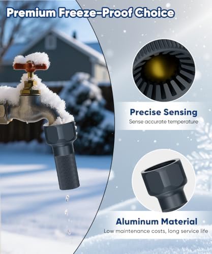 3/4-Inch Thread Faucet Freeze Protection Valve, Freeze Proof Faucet Cover for Outdoors, Winter Frost Proof Auto Temperature Control for Garden, Lawn & Yard Spigot, Black, 1Pack - Image 4