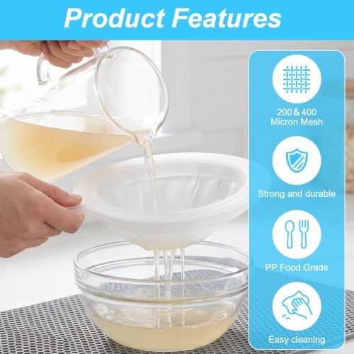 SHENLIU 2 Pack Ultra Fine Mesh Strainer, 200 & 400 Mesh Plastic Strainers - Image 5