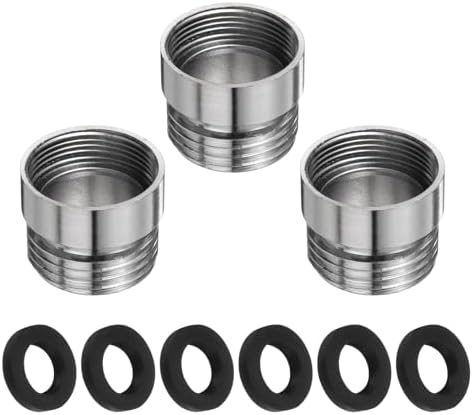 uxcell 3Pcs Faucet Adapter Kit, Male 0.79in to Female 0.75in Kitchen Sink Stainless Steel Tap Aerator Adapter Set to Connect Garden Hose, Water Filter, Standard Hose Diverter by uxcell