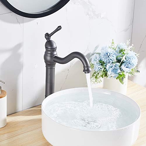 Bathroom Faucet 360° Swivel Single-Handle One Hole Bathroom Vessel Sink Faucet Matching Pop Up Drain Grey Farmhouse Bathroom Vanity Faucet - Image 6