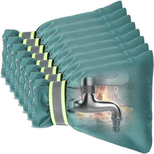 Outdoor Faucet Covers for Winter Freeze Protection, Kanosan 8.3"H X 6.7"W Thickened Reflective Outside Spigots Covers Hose Bib Insulated Sock for Winter Cold Weather, 8 Pack Matcha Green by KANOSAN