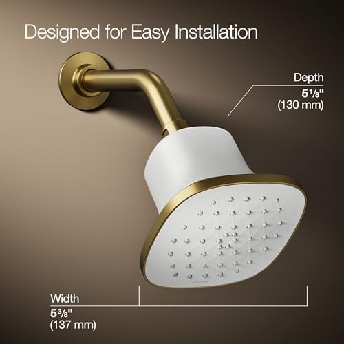 KOHLER 37722-G-2MB Cinq Square Single-Function Filtered Showerhead, Five-Layer Filtration, 1.75 GPM, Contemporary Design, Easy to Clean, Vibrant Brushed Moderne Brass - Image 3