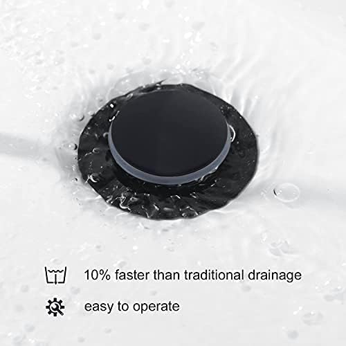 CREA Bathroom Sink Drain, Bathroom Sink Stopper with Drain Hair Catcher Pop Up Drain 1 1/2" for Bathroom Vanity Kitchen Sink with Overflow, Matte Black - Image 3