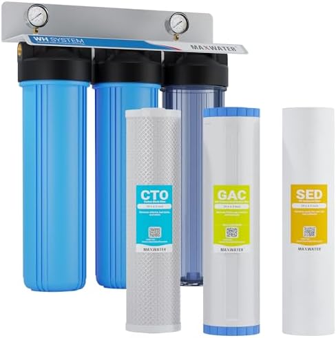 Max Water 3-Stage Whole House Water Filtration System, 1-Inch Inlet/Outlet by MaxWater