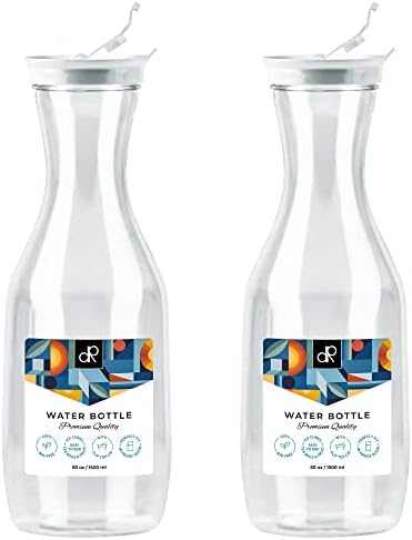 DecorRack 50 oz Water Carafe with Flip Top Lid, BPA-Free Plastic (2 Pack) - Image 3