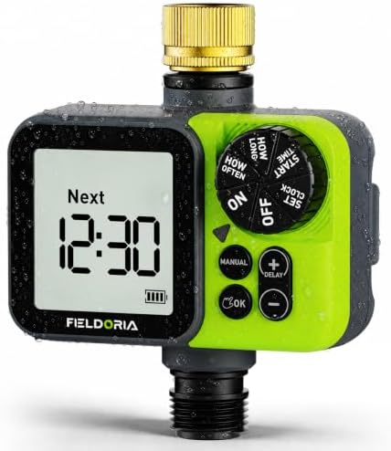 Sprinkler Timer, Brass Inlet Garden Hose Timer with Rain Delay by Fieldoria