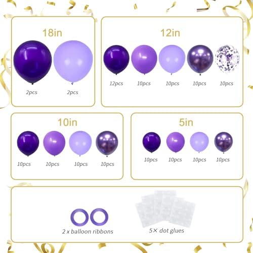136-Pack Metallic Purple & Lavender Lilac Balloon Garland Kit - Image 2