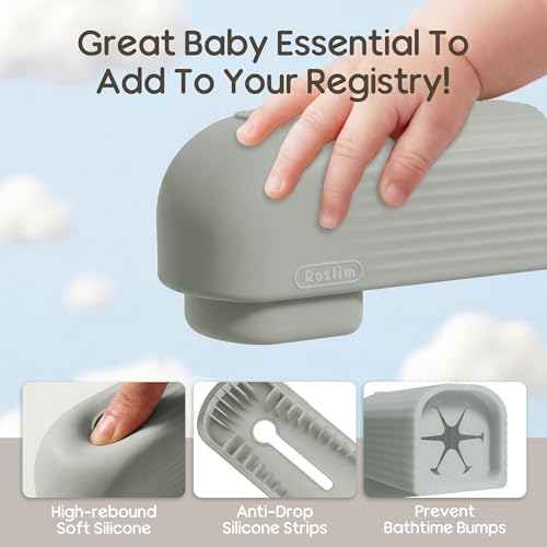 Roslim Baby Bathtub Faucet Cover, Upgraded Silicone Bath Faucet Cover for Kids, Bath Spout Cover for Baby, Faucet Cover for Bathtub Safety, Toddler Bath Tub Water Spout Cover, Universal Fit, Grey - Image 2