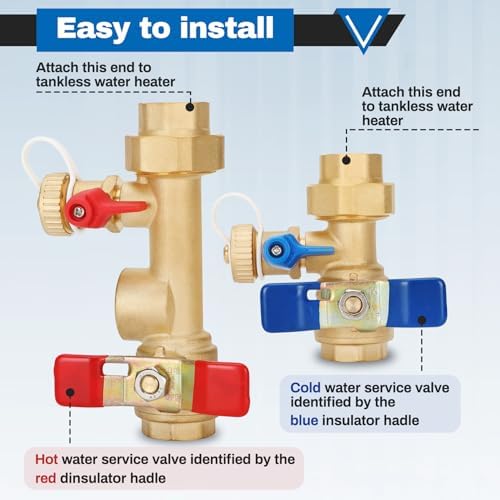 3/4in Tankless Water Heater Valve Kit with Pressure Relief Valve, IPS Isolator Tankless Water Heater Service Valve Kit, Suitable for rheem/rinai/ecosmart/navien/noritz/takagi/bosch - Image 4
