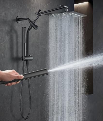 Veken All Metal 10" Luxurious Rain Shower Head with Handheld Spray,Square by Veken