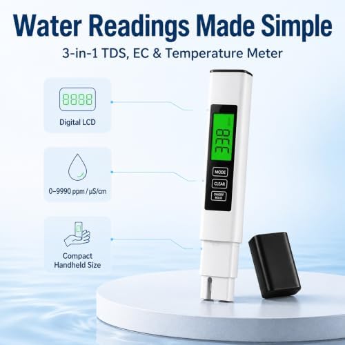 3 in 1 TDS Meter, EC/TDS/Temp Water Tester for Drinking Water, 0-999 PPM - Image 5