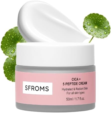 Cica Exosome & 5 Peptide Cream- Soothing, Brightening & Firming for Sensitive Skin, Dermatologically Tested, Lightweight, Korean Skincare, Fast-Absorbing Hydration, 50ml / 1.7 fl.oz by SFROMS