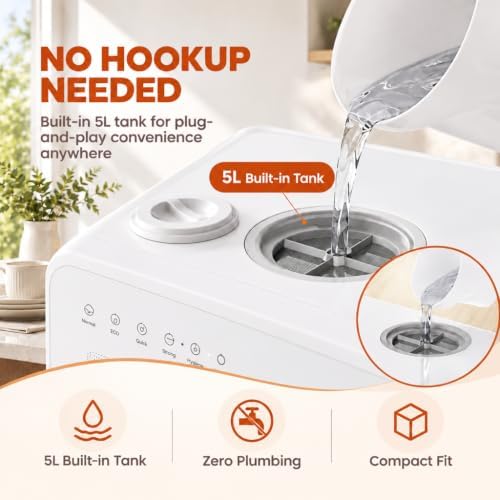 Countertop Dishwasher 5L Tank Water Softener No Hookup, White - Image 6