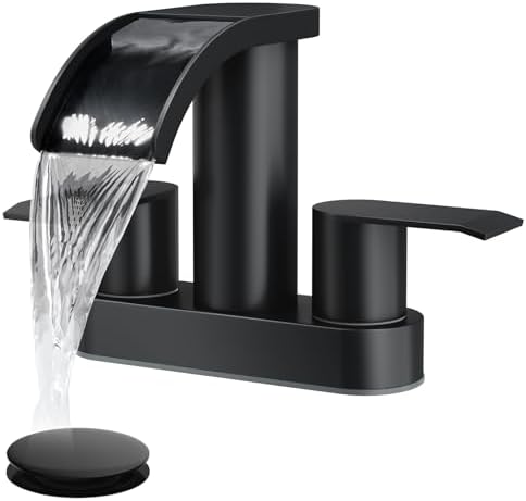 gotonovo 4’’ Centerset Bathroom Sink Faucet Waterfall Matte Black by HOME