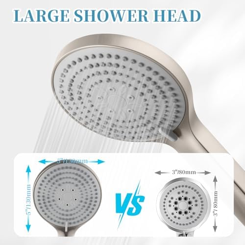 OFFO Handheld Shower Head, 6-Mode Brushed Nickel High Pressure Handheld Sprayer High Flow Large Powerful Boosting Handheld Showerhead for Low Water Pressure - Image 2