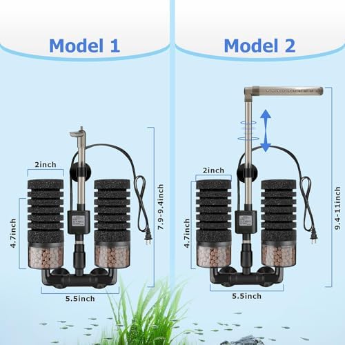 Aquarium Electric Sponge Filter with Submersible Water Pump Silence Motor for Shrimps,Bettas with Bio Ceramic Media Balls and 2 Spare Sponge,Venturi Nozzle and Rain Mode (S for 10-20 Gal) - Image 2