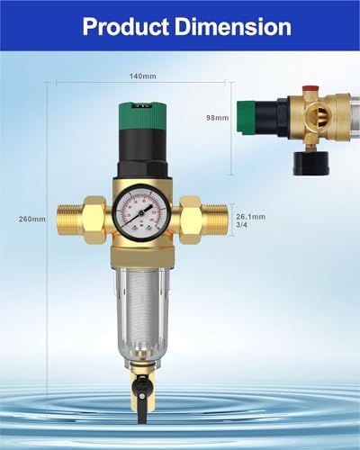 Water Pressure Regulator, with Spin Down Sediment Filter 3/4 Inch - Image 5
