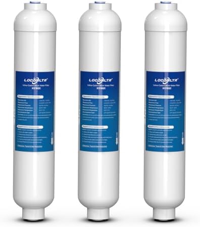 Inline Activated Carbon Block Water Filter with 1/4" Quick Connect, 3 Pack by Locofiltr
