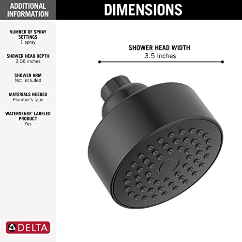 Delta Faucet Modern 3.5-inch Single-Spray Shower Head, Black Round Shower Head, High Pressure Shower Head, 1.75 GPM Flow Rate, Matte Black RP101842BL - Image 3
