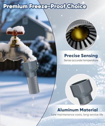 3/4-Inch Thread Faucet Freeze Protection Valve, Freeze Proof Faucet Cover for Outdoors, Winter Frost Proof Auto Temperature Control for Garden, Lawn & Yard Spigot, Grey, 1Pack - Image 4