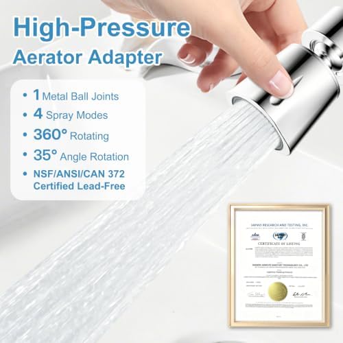 Faucet Aerator 4 Modes, 360° Swivel Faucet Sprayer Head Attachment, Chrome - Image 4