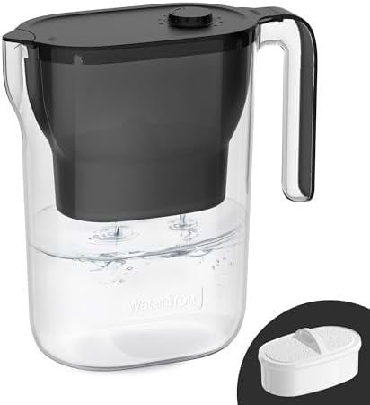 Waterdrop PT-05BL-L Water Filter Pitcher, 7-Cup, NSF Certified, Black by Waterdrop