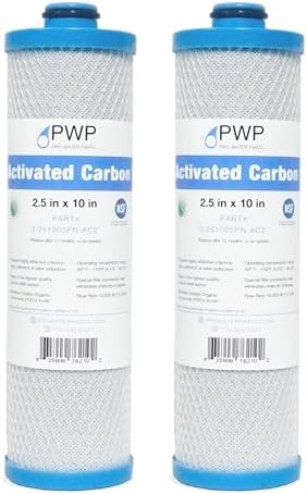 RV Water Filter Activated Carbon Block Push-Nipple Cartridge OEM 2.5 x 10" for RCS/FR1 Housing Replaces KW1 and FRE-10-BN (2) by ProWaterParts
