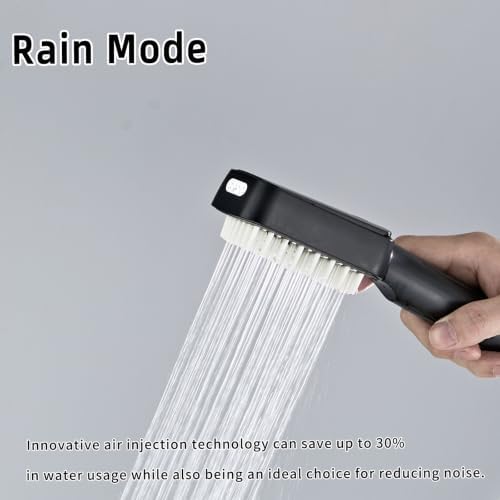 Matte Black High Pressure Handheld Shower Head, Wide Face Hand Held Showerhead with Hose and Bracket, Built-in Power Wash Jet Spray, Detachable Shower Head Set - Image 5
