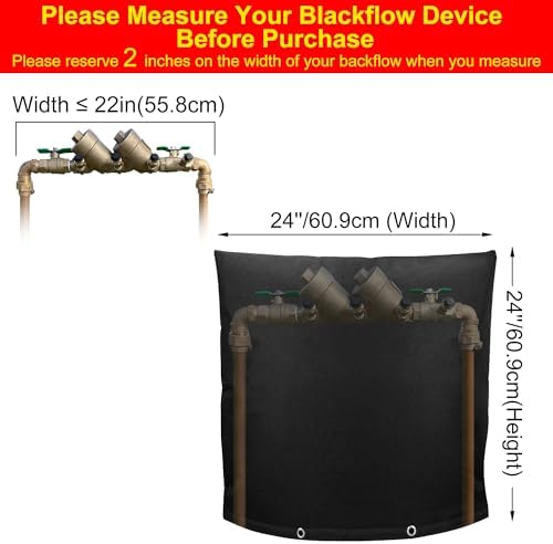 Backflow Preventer Insulation Weatherproof Covers, Pressure Vacuum Breaker Valve Insulated Covers Winter Freeze Protection, Outside Irrigation Sprinkler System Pipe Bag Pouch, 24''W x 24''H - Image 2